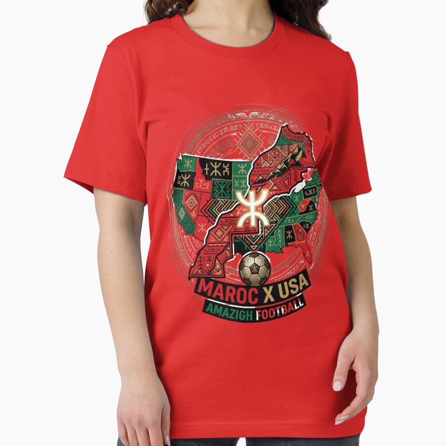 Moroccan Amazigh Pride Morocco USA Football Design t-shirt by colkashop ⭐⭐⭐⭐⭐