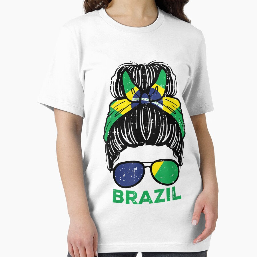 Brazil Flag Brasil Girl Hairbun Football Soccer Fan Women by knjisapueyesq