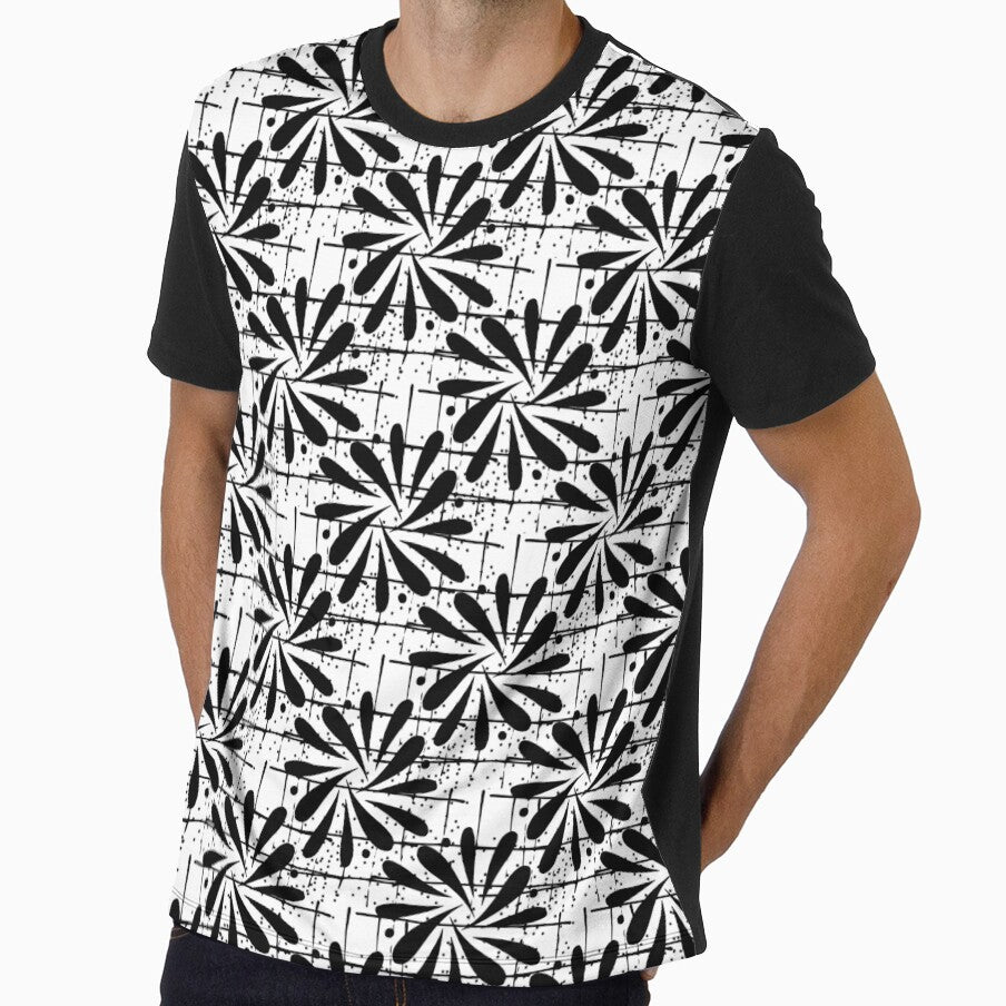 Black over White Abstract Art Flower Pattern by BrightMint