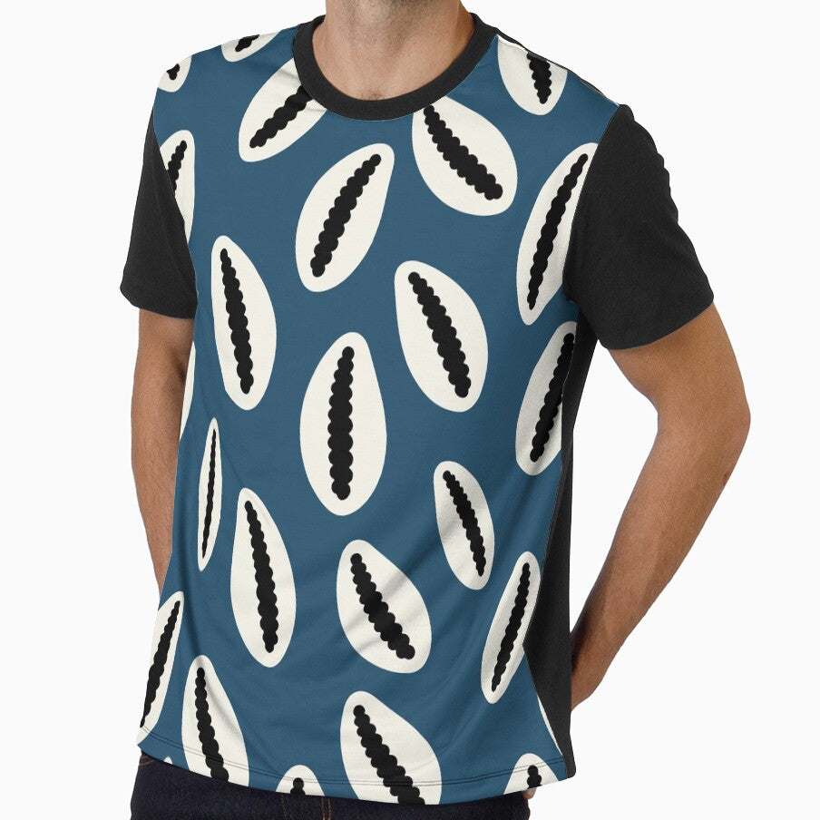Coastal Cowrie Shell Pattern – Ocean Blue Beach Aesthetic by Cannaxes Ink