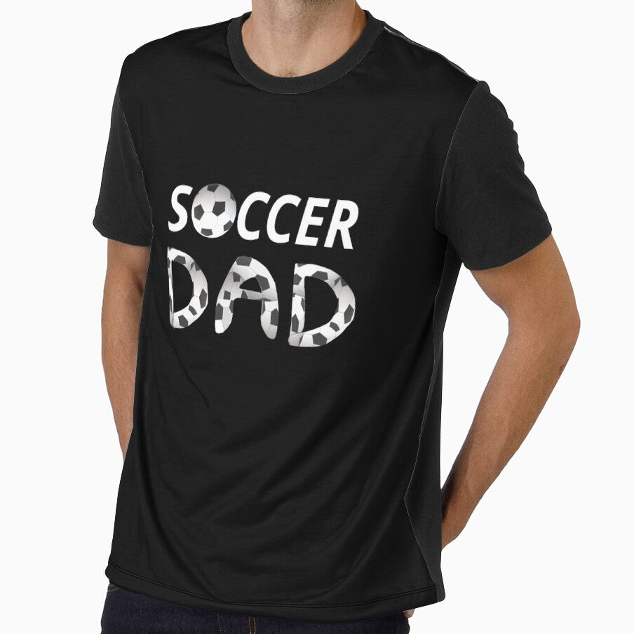Soccer Dad. Soccer Ball and Black and White Soccer Patterned Letters. (Black Background) by ArtByLM