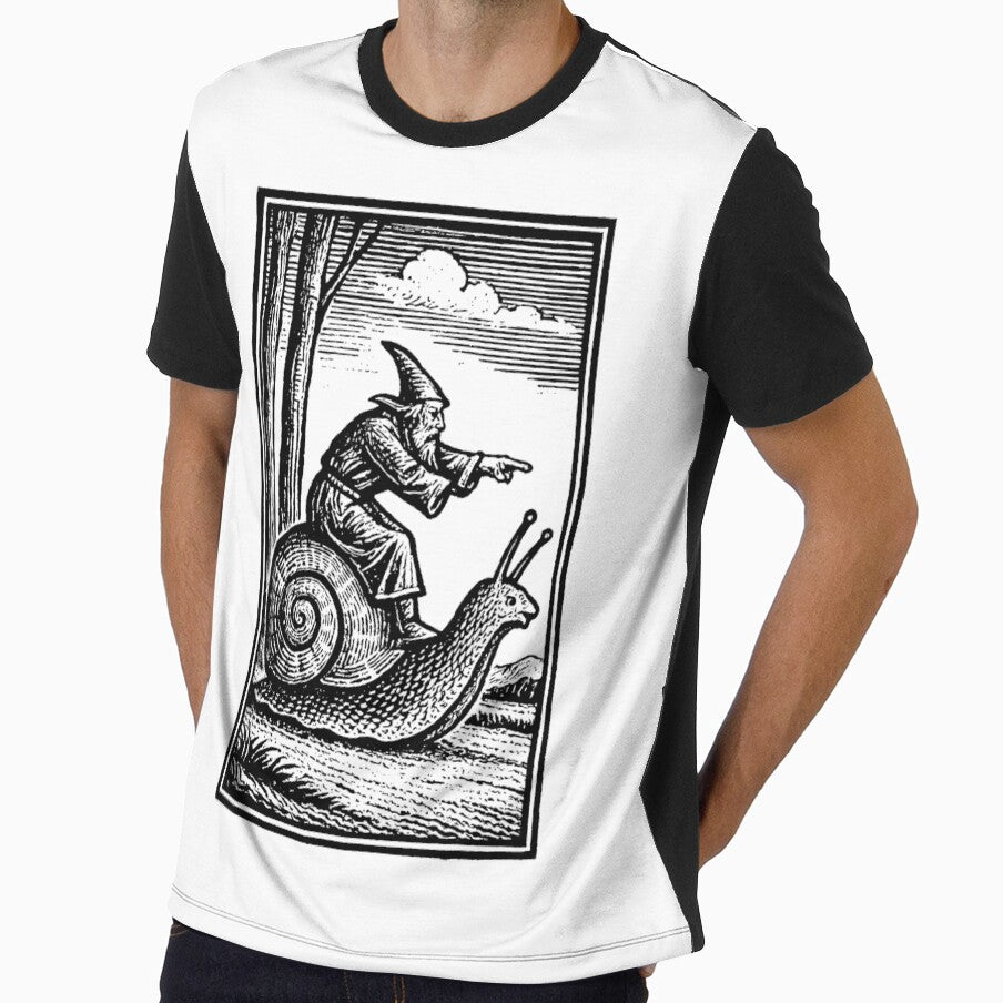 Retro Medieval Wizard Snail Rider - Vintage 90s Renaissance Fantasy Art by CARBONARA LLC.