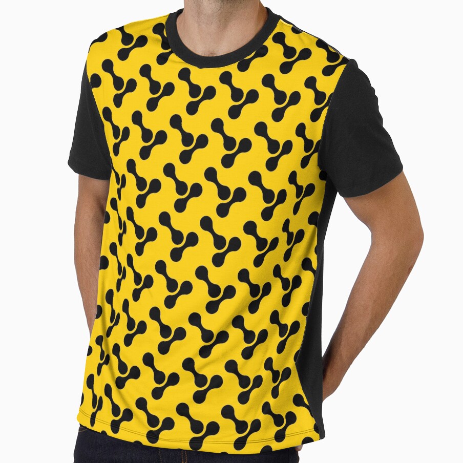 black and yellow abstract bone circle organic shape pattern by Ray Loka