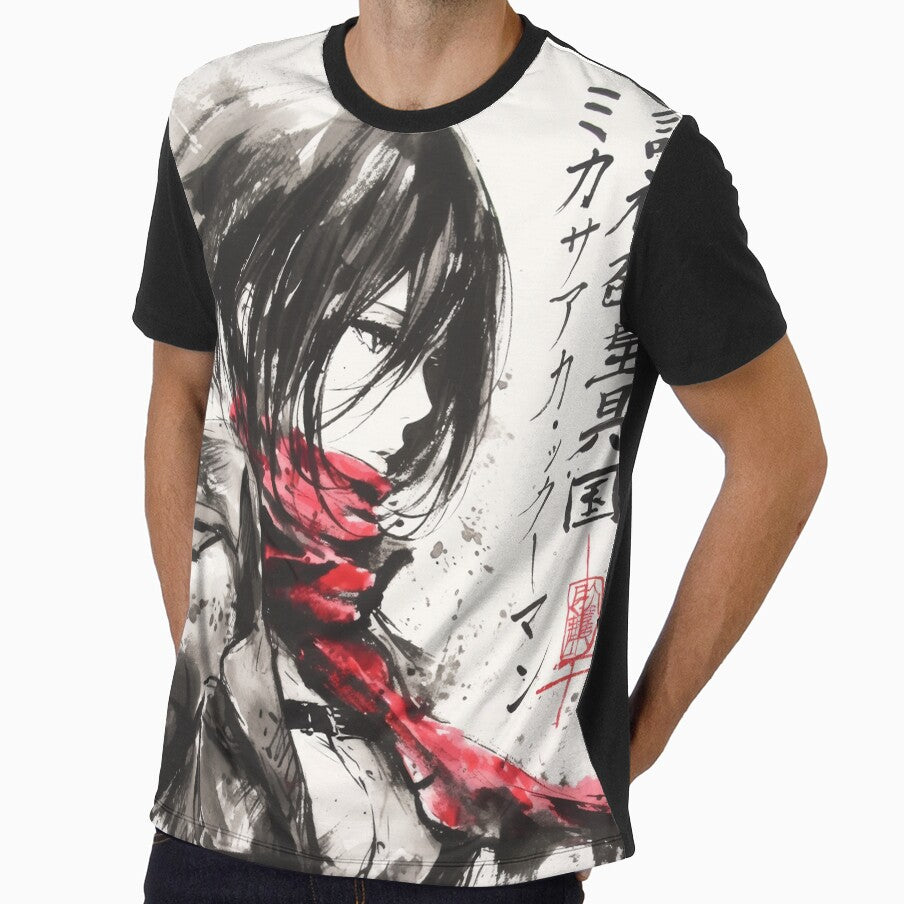 Mikasa Red Scarf Sumi-e by AnimeArsenalPrints