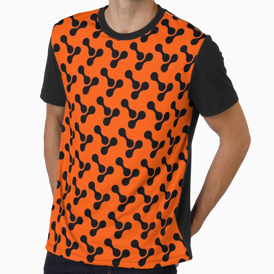 black and orange abstract bone circle organic shape pattern by Ray Loka