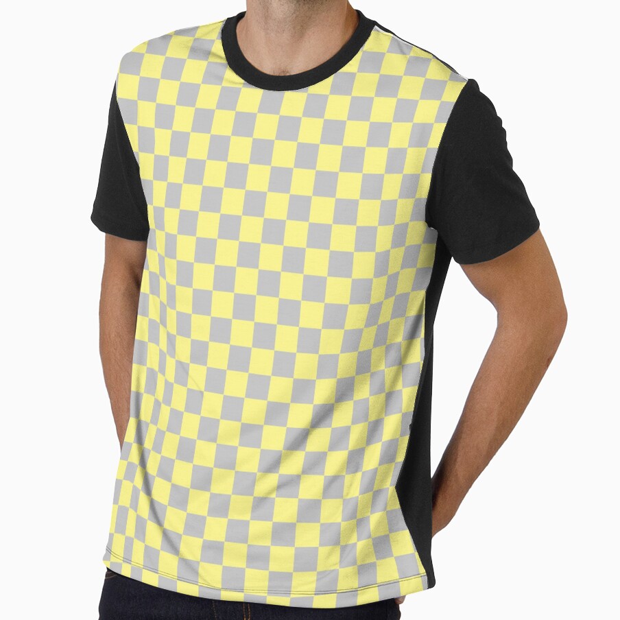Yellow and Gray color Checker Checkerboard Minimalist Backdrop Pattern by MarzStudio