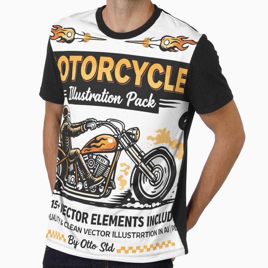 Motorcycle Illustration Pack T-Shirt by Matinez Pink
