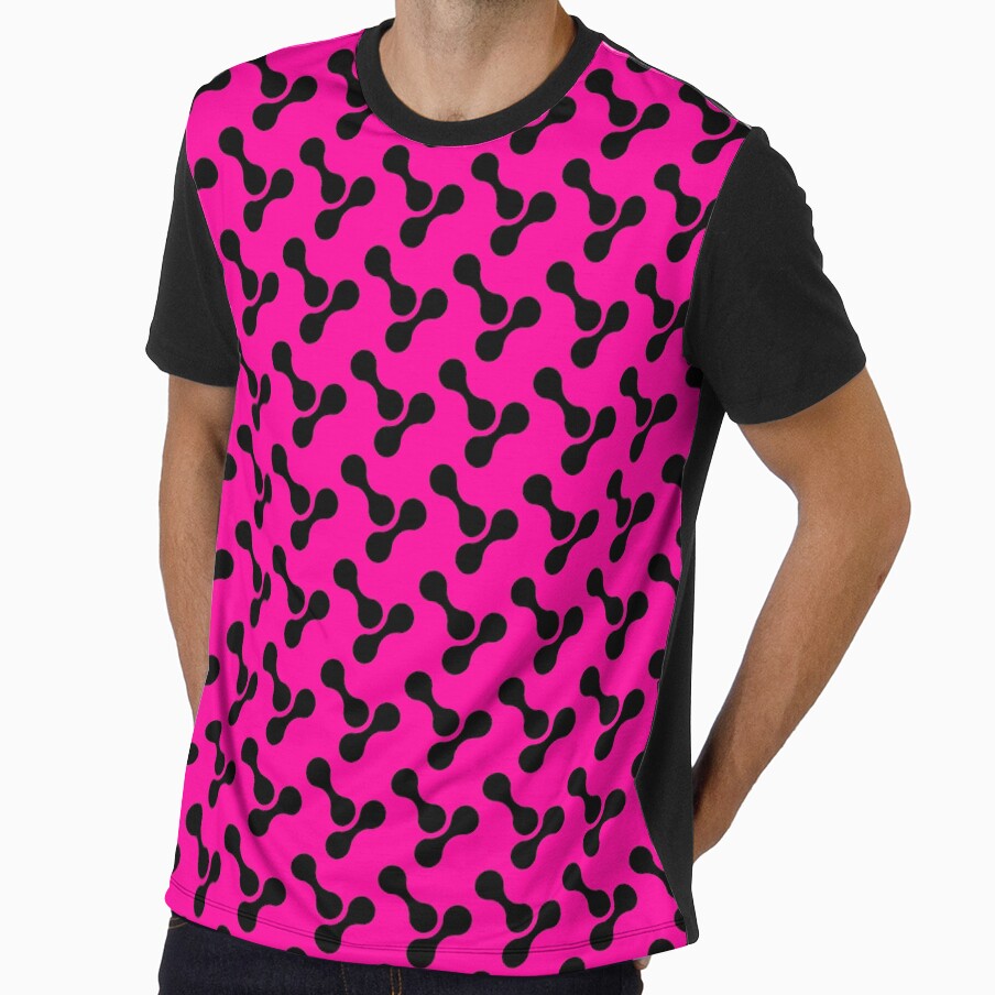 black and hot pink abstract bone circle organic shape pattern by Ray Loka
