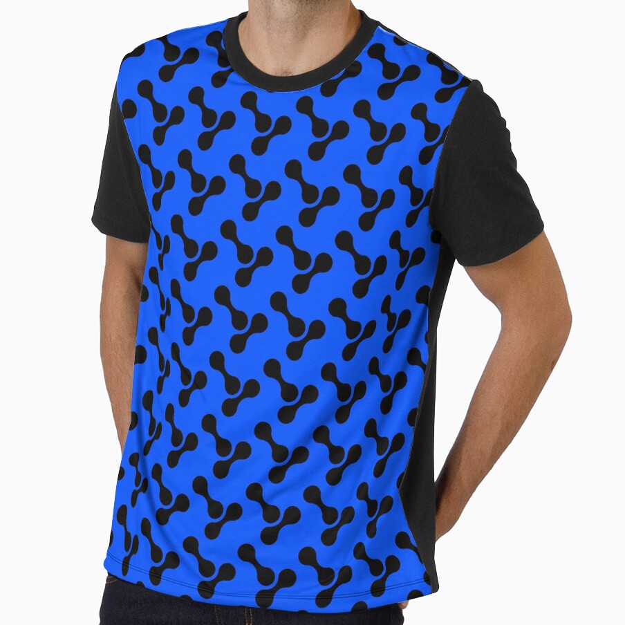 black and blue abstract bone circle organic shape pattern by Ray Loka