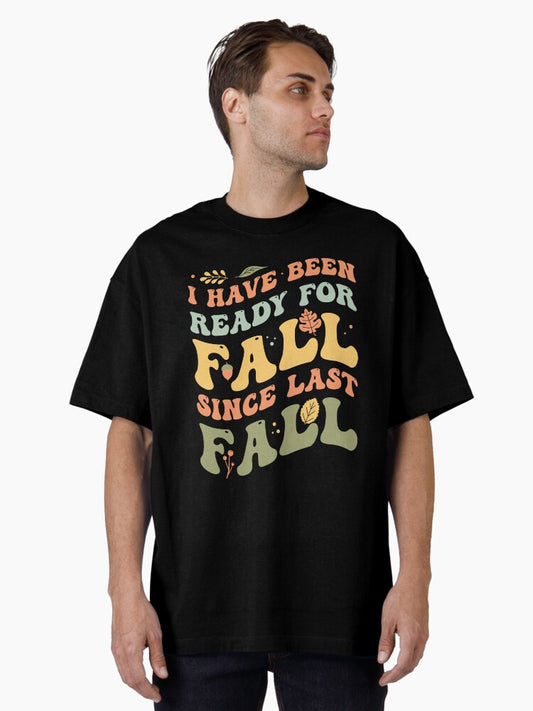 Funny Ready For Fall, Autumn Colors Retro, Groovy Leaves Oversized T-Shirt