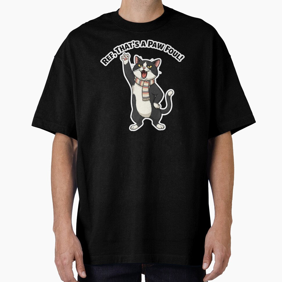 Ref, That's a Paw Foul! — Funny Tuxedo Cat Football Design by catastrocat