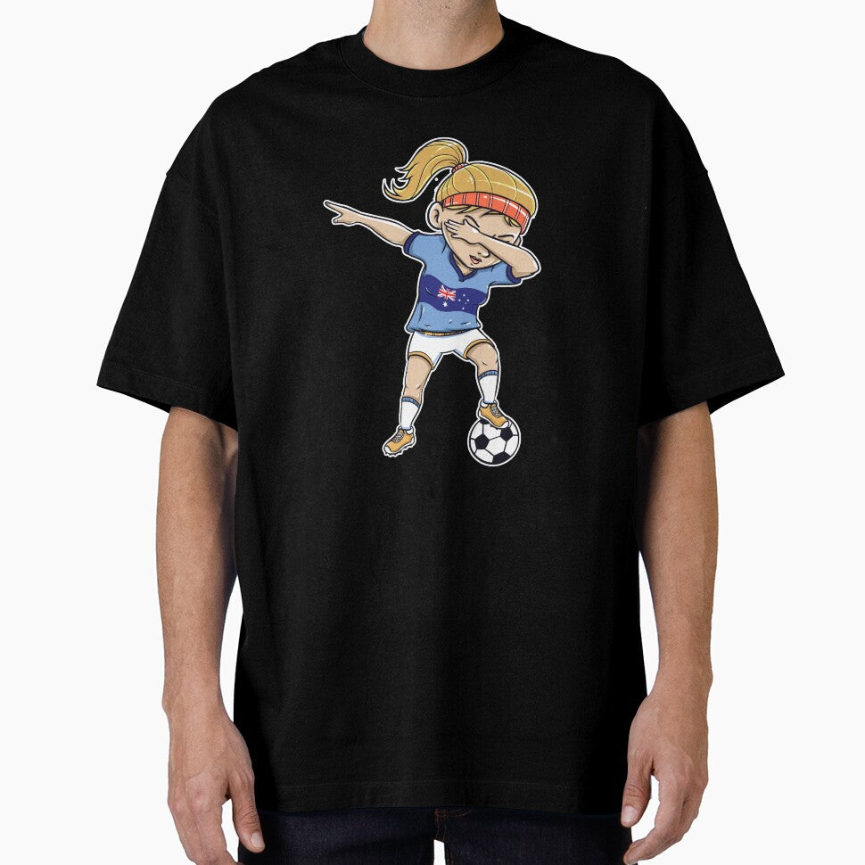 Dabbing Soccer Player Funny Australia Fan T-Shirt girl by Pummli