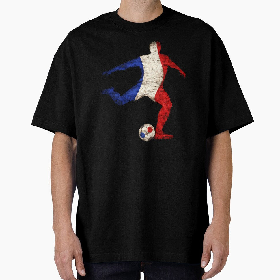 French Football Player Soccer Silhouette France Flag by LintonGriffin