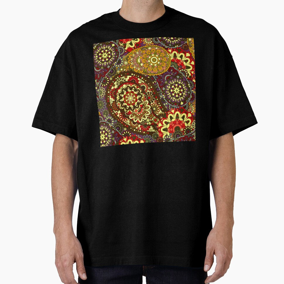 Retro 1960's Paisley Red And Yellow Hippie Pattern by DEC02