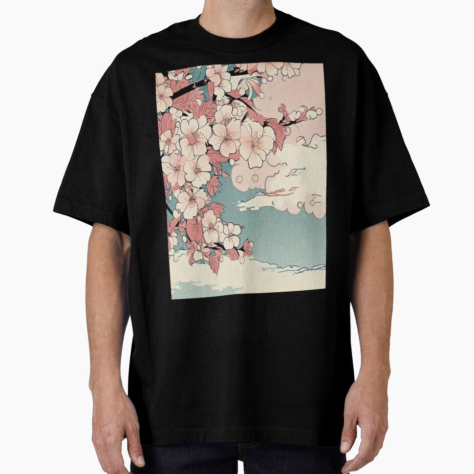 ukiyo-e style design of cherry blossoms and clouds by Izzypark13