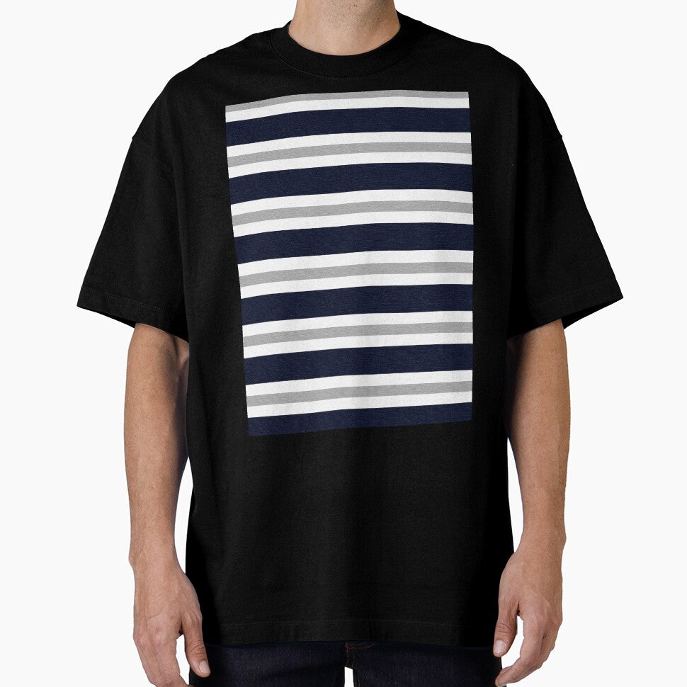 Grey and Blue Stripes Print by RSDigitalPrintDesign