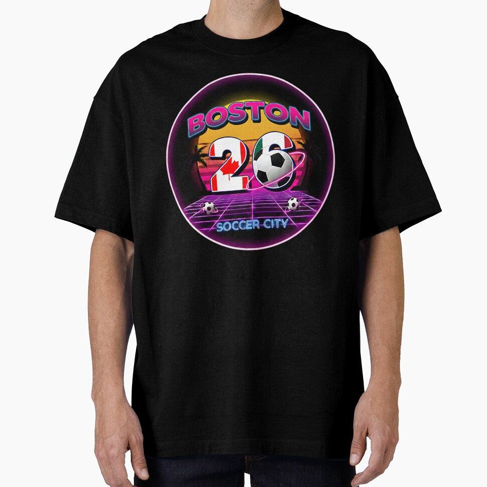Retro Neon Boston Soccer City 2026 Emblem by Silent Watch Threads.