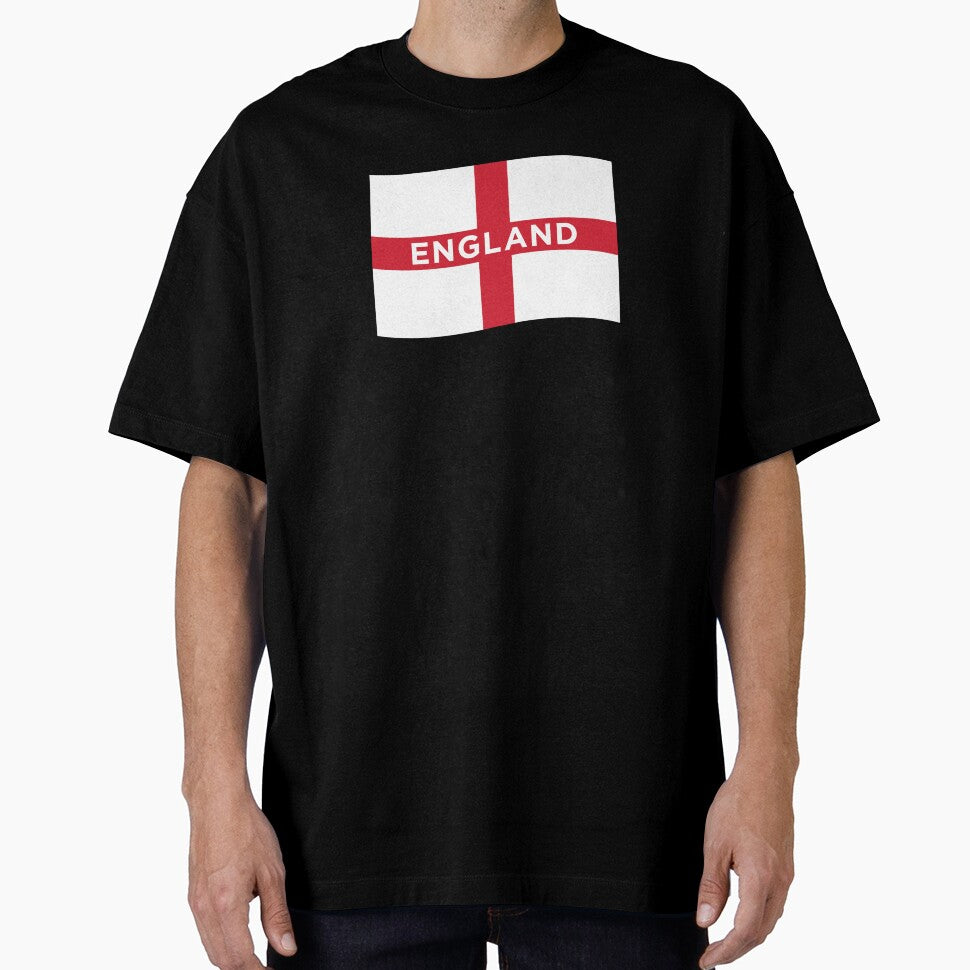 England Wave Flag With Text (On Black) by STUDIO-72