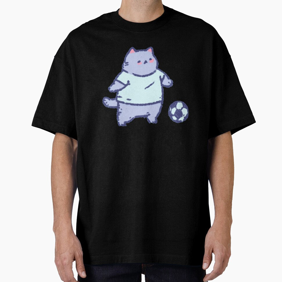 Soccer Football Cat, pastel sketch kawaii illustration by Magnificent Lizard