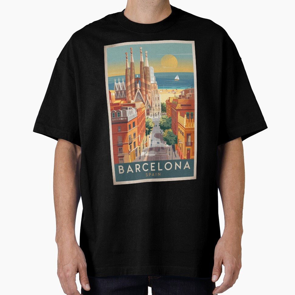 Barcelona Vintage Travel Poster by TravelerRat