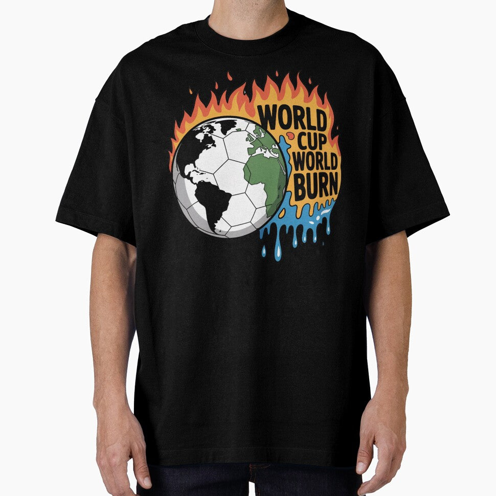 World Cup World Burn – Climate Satire Soccer Design by Karlas-things