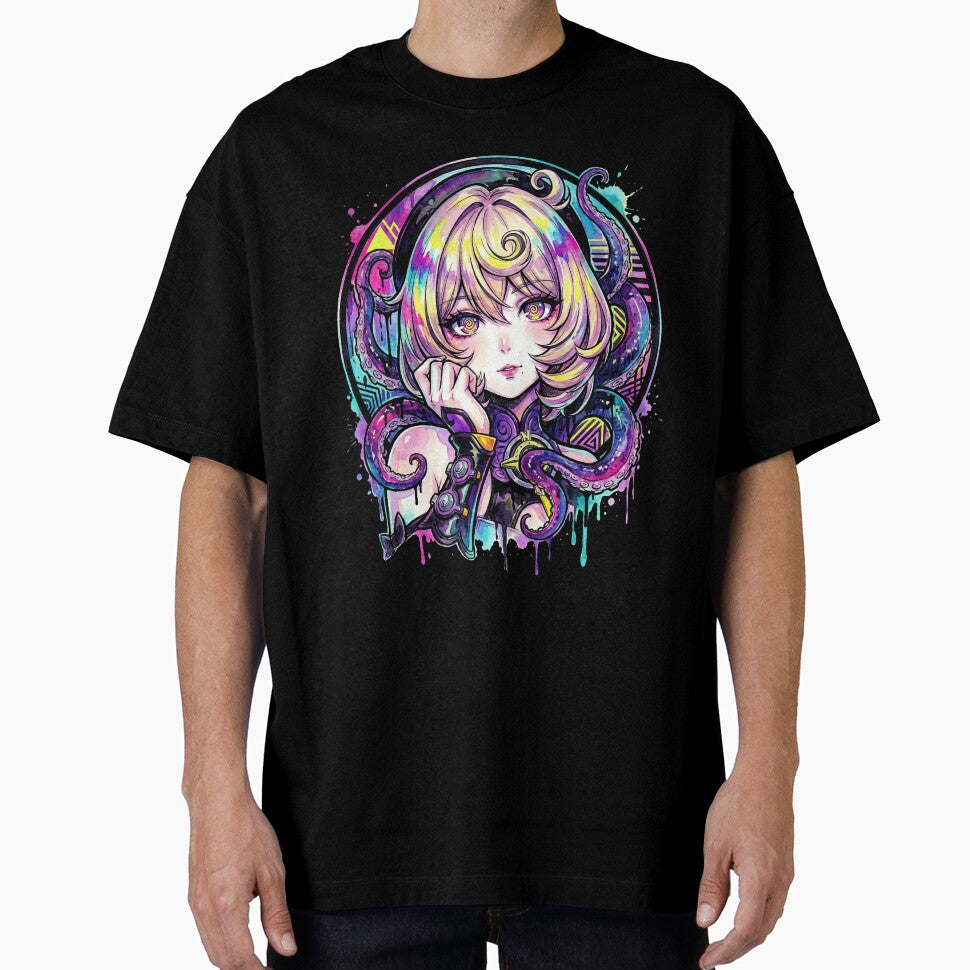 Zenless Zone Zero Yidhari Murphy Puffy Sleeves Black Shorts Vaporwave by Senpaiwaves