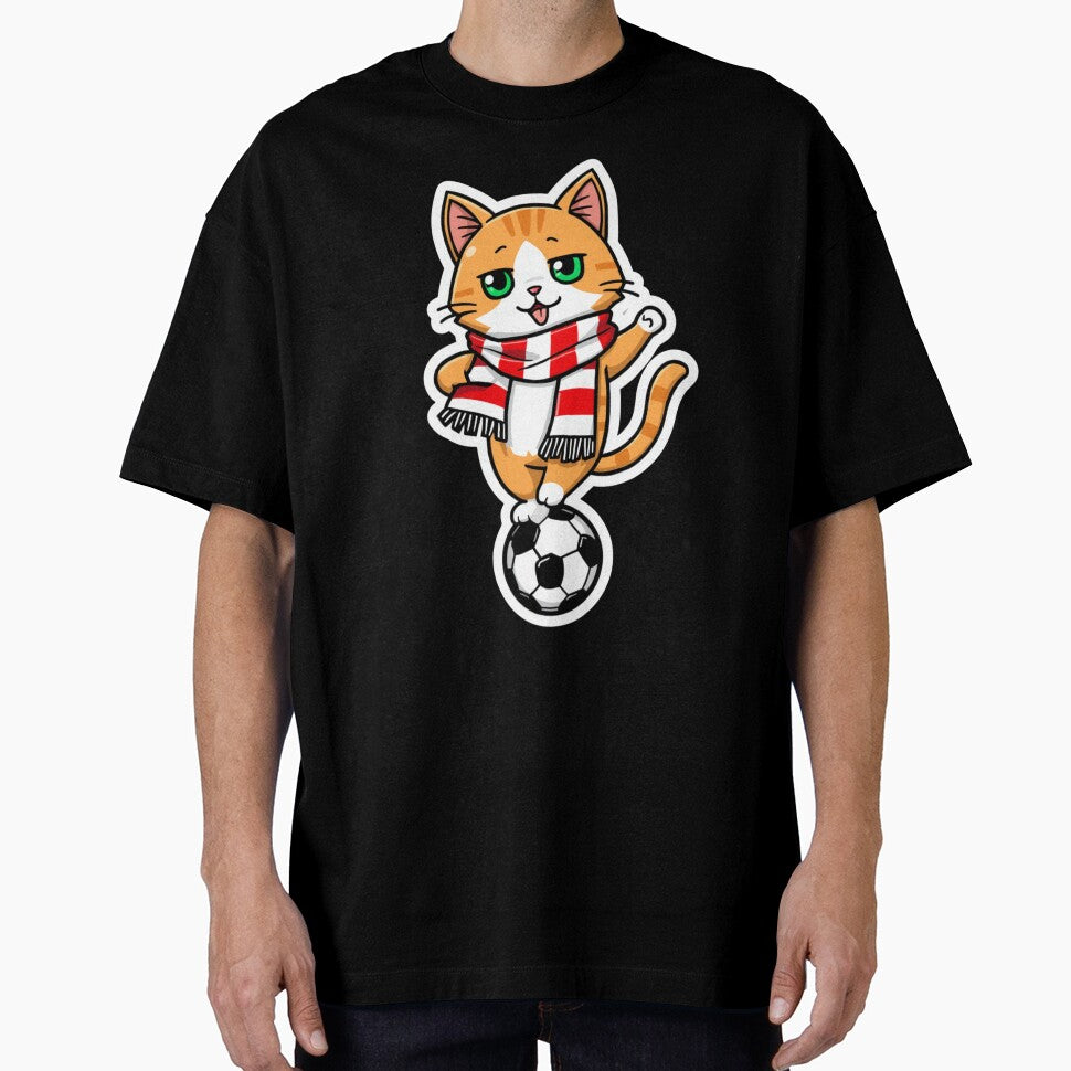 Cute Anime Soccer Cat Wearing Football Fan Scarf by ArtDreamClub