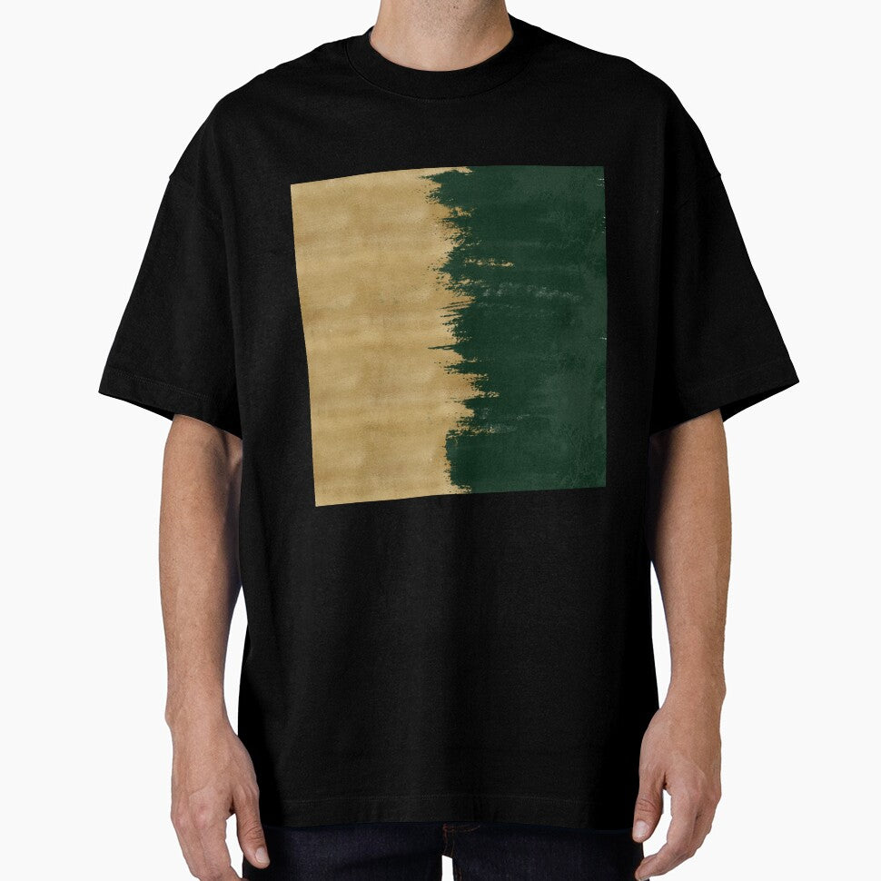 Modern Gold Green Brushstrokes Abstract Painting by InovArtS