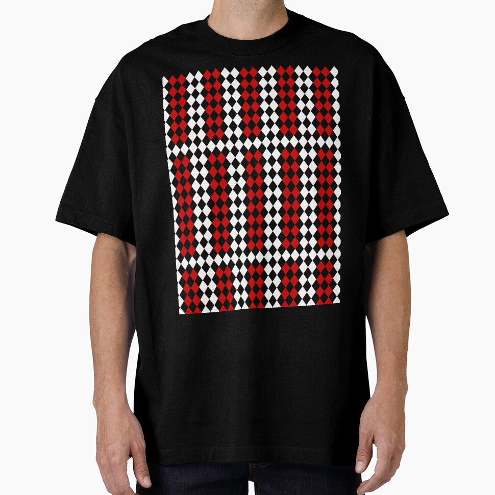 Diamond Harlequin Pattern – Red Black White Argyle by Zaya_art