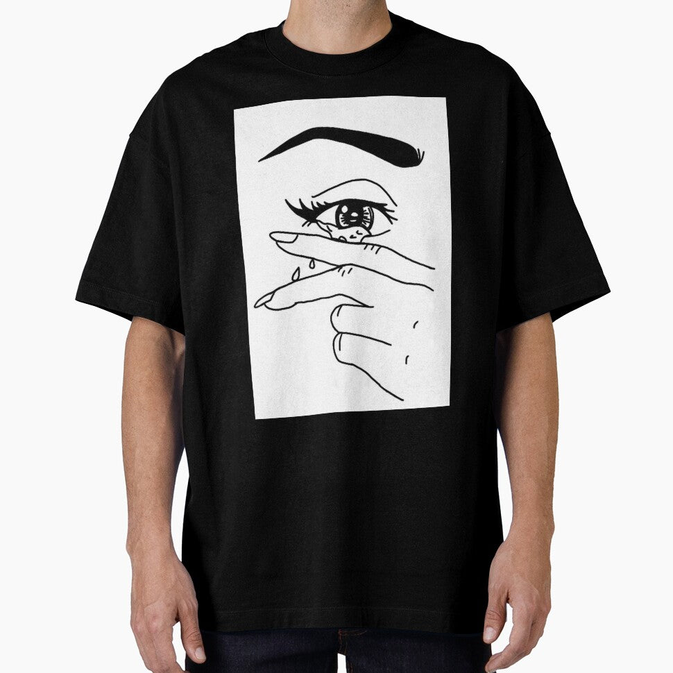 Indie Soft Crying Vintage Aesthetic Line Art by vibeytees