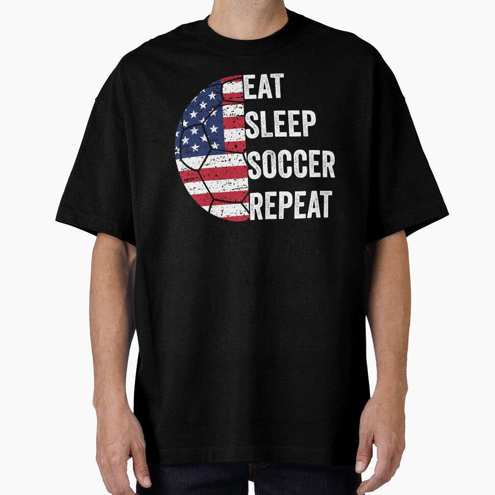 American Flag Ball EAT SLEEP SOCCER REPEAT, Born To Play Soccer Every Weekend and Every Day Like There's No Tomorrow by NADIASHOP86