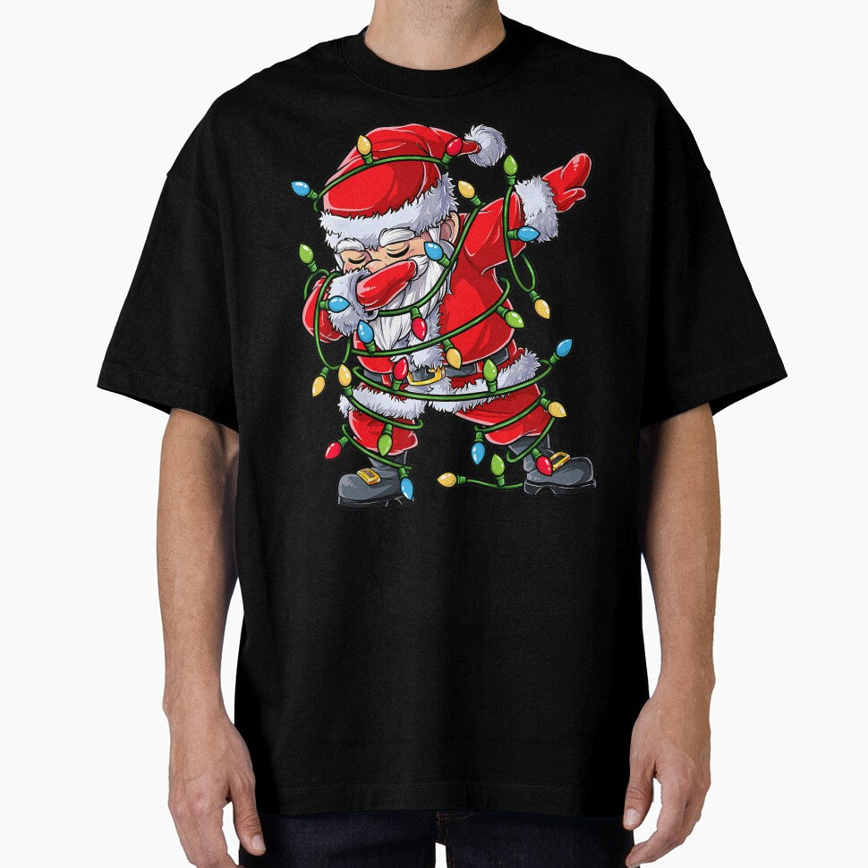 Dabbing Santa Christmas Tree Lights Xmas 	 	 Kids Dab Short Sleeve 	 Black by maissgulnari