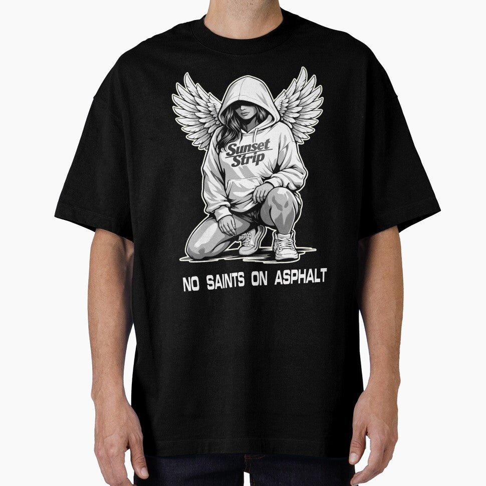 Angel Streetwear Hoodie Art – No Saints on Asphalt Sunset Strip by Versengold