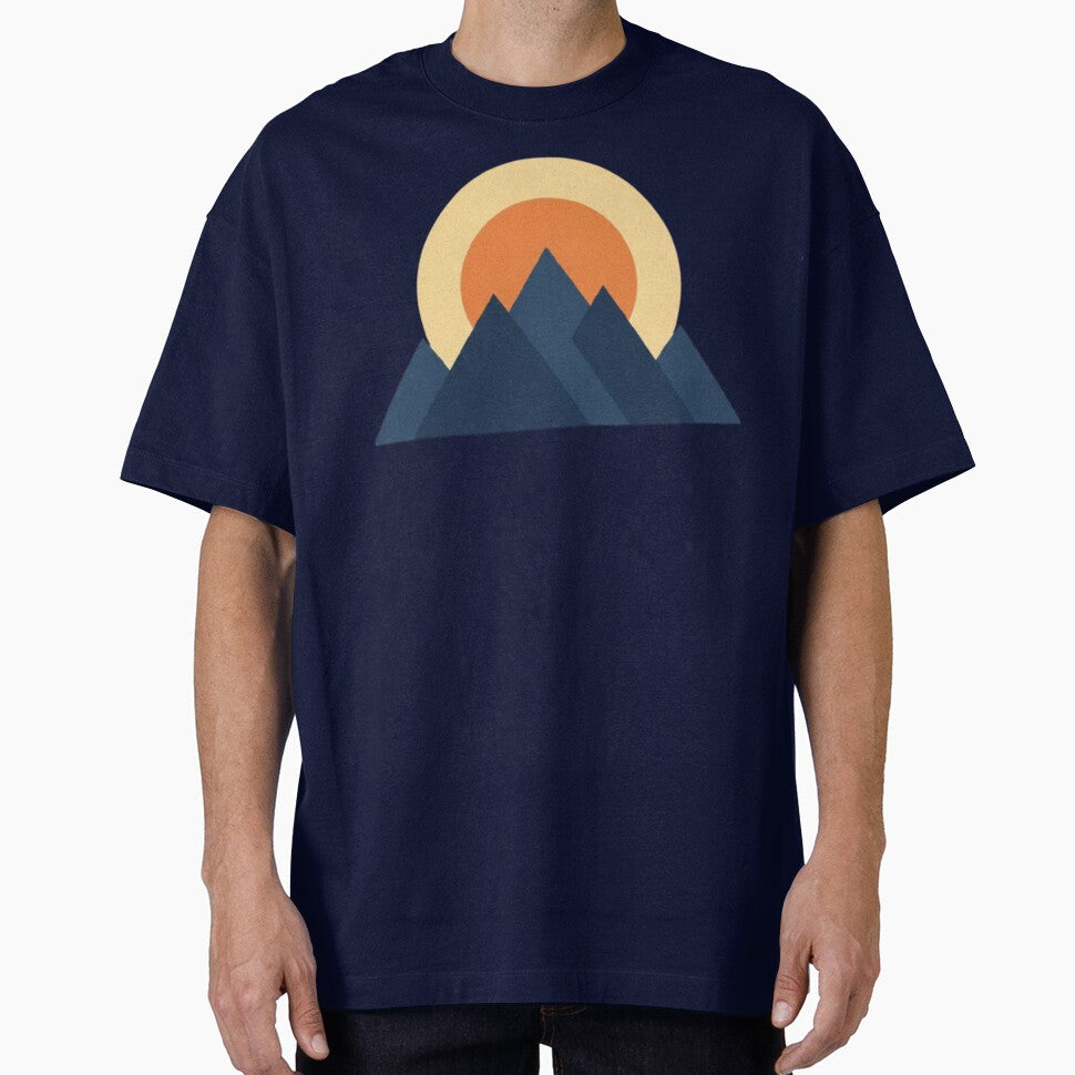 Geometric Sunrise Mountains – Minimalist Landscape Design by Dogandesighn