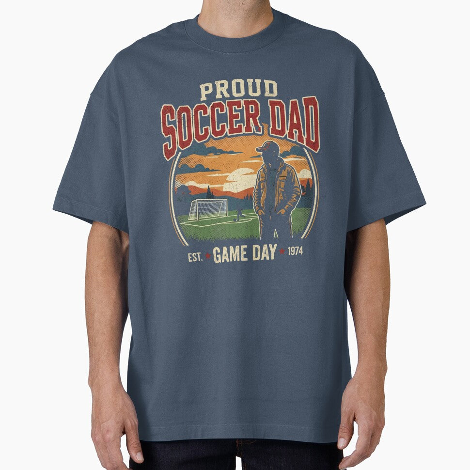 Proud Soccer Dad – Retro Game Day Soccer Parent Shirt by Pigmentra