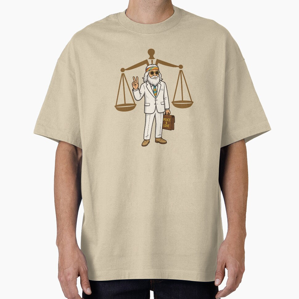 Elderly White Hippie Lawyer – Peace and Love Legal Humor Design by Lunaria Arts