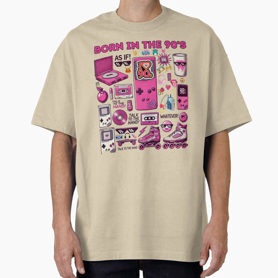 Retro 90s Pink Collage – Cassette, Mic, Boombox & Sunglasses Design by WHDProduction45
