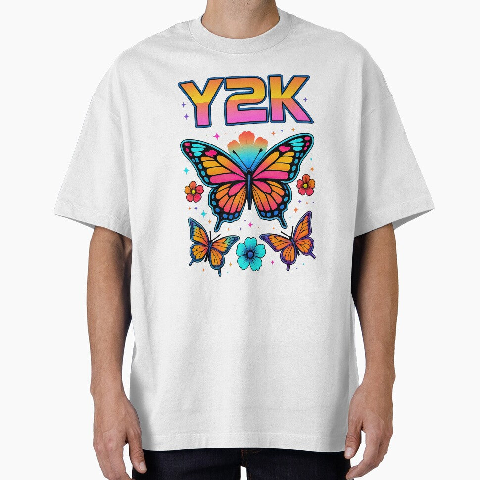 Y2K Butterfly Rainbow Aesthetic | Retro Neon Butterflies Graphic by RedCatTat