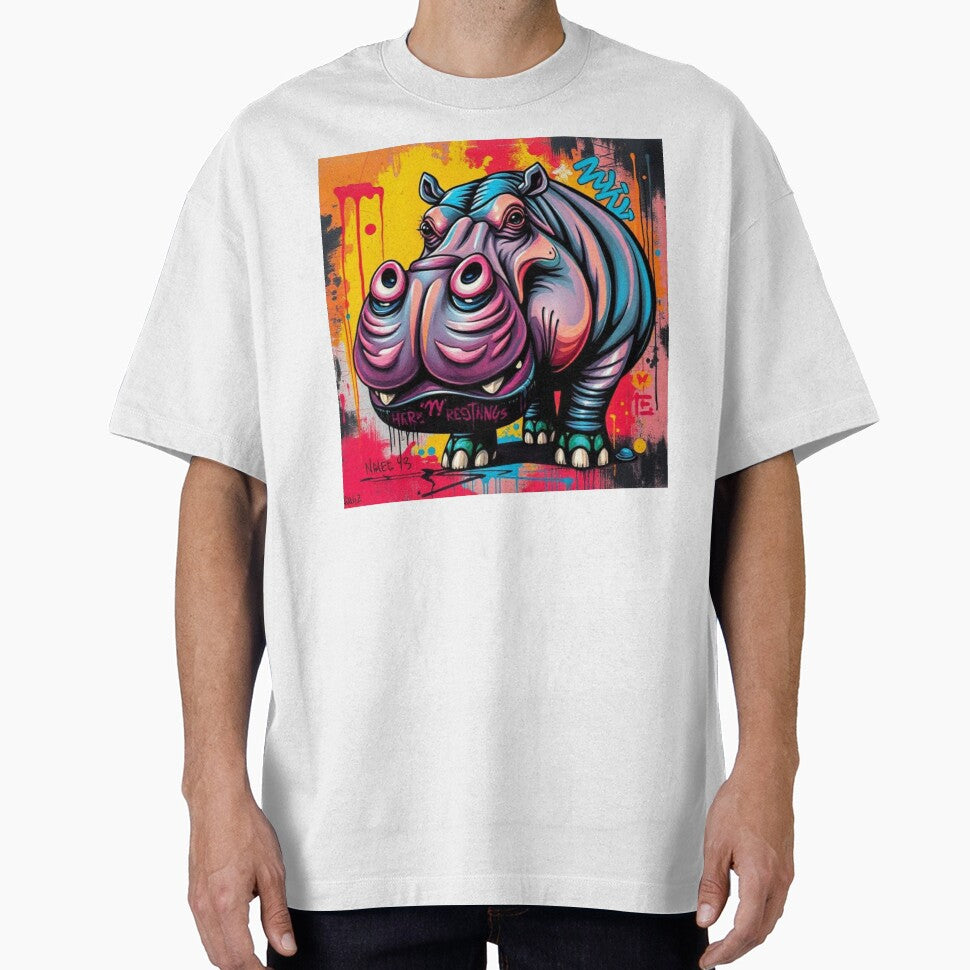 Urban hippopotamus with graffiti background by RAISC