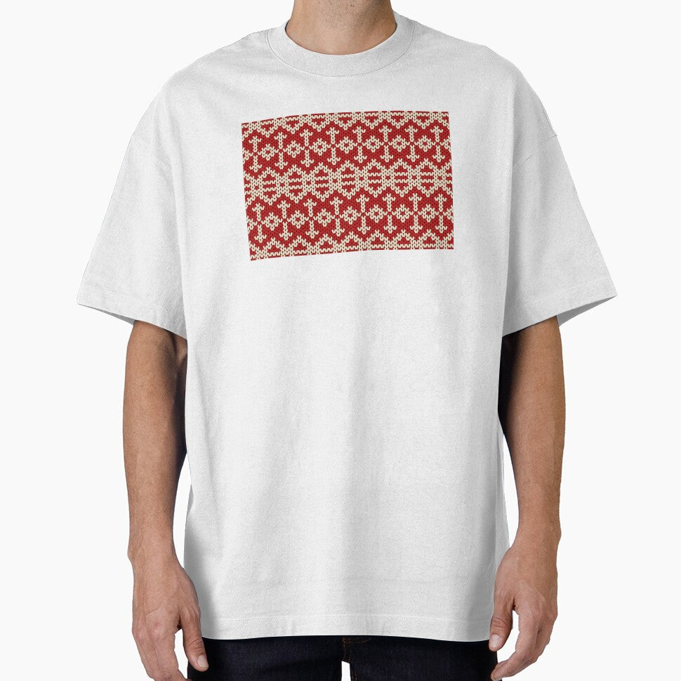 Red yarn knitted pattern in a native tribal style. by Nengsang