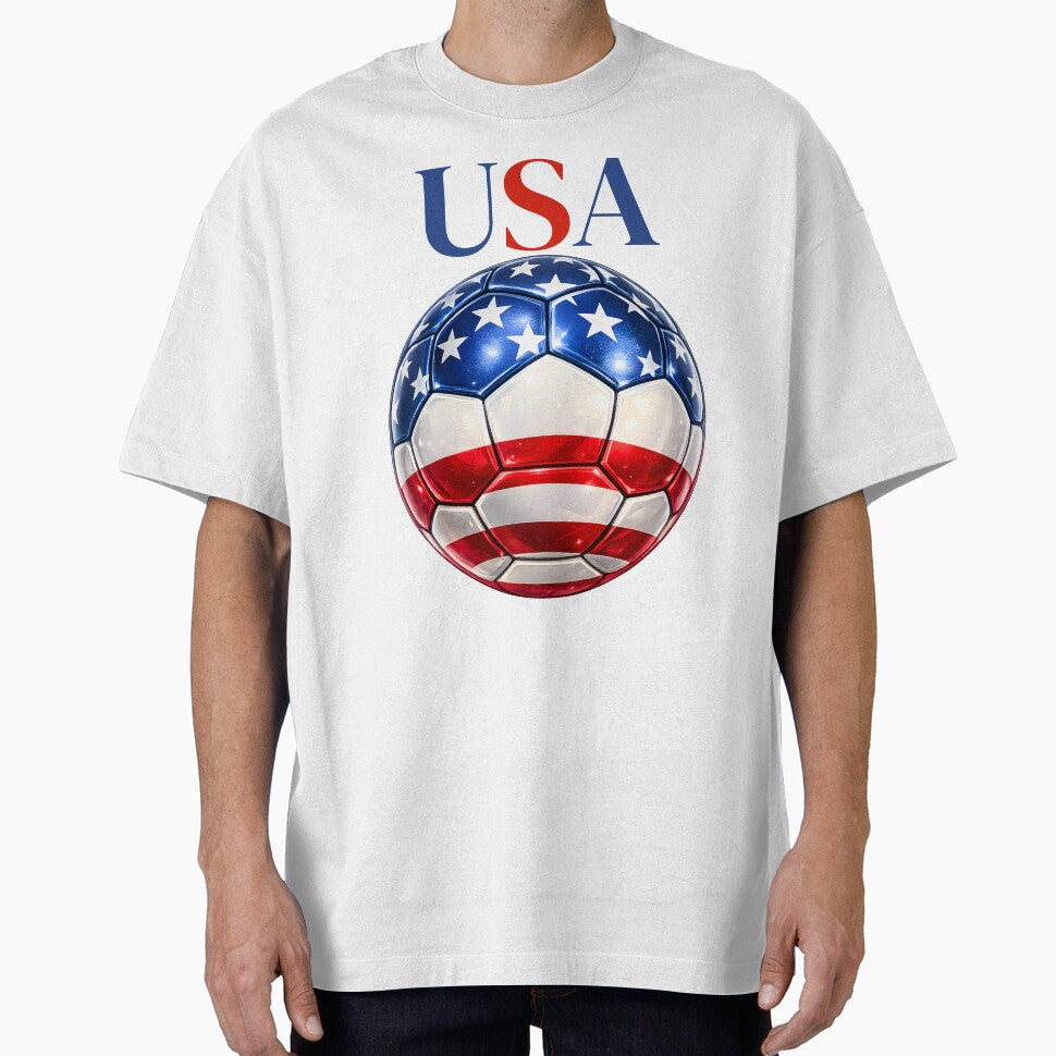USA Soccer Ball Red White Blue Football Design Patriotic Sports Gift by ArtSpark Studio