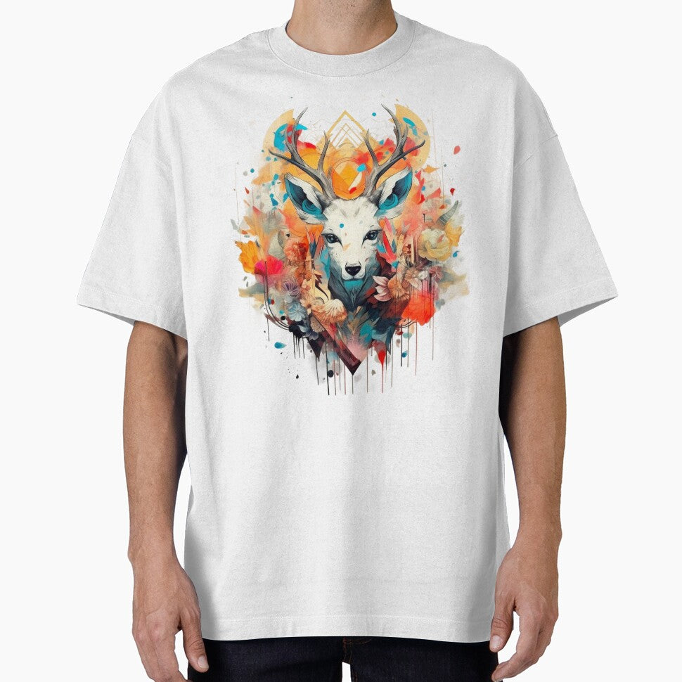 Colourful Reindeer Printed Graphic T-Shirt by KARSCORP