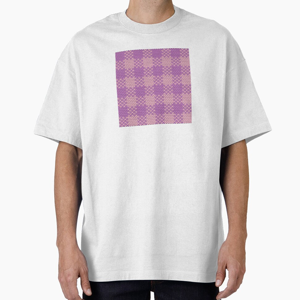 A pink plaid knitted yarn pattern in a square shape. by Nengsang