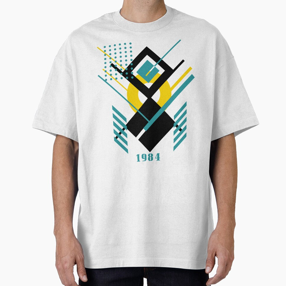 Retro 1984 Geometric Design – Vintage 80s Abstract Graphic T-Shirt by Aura Design