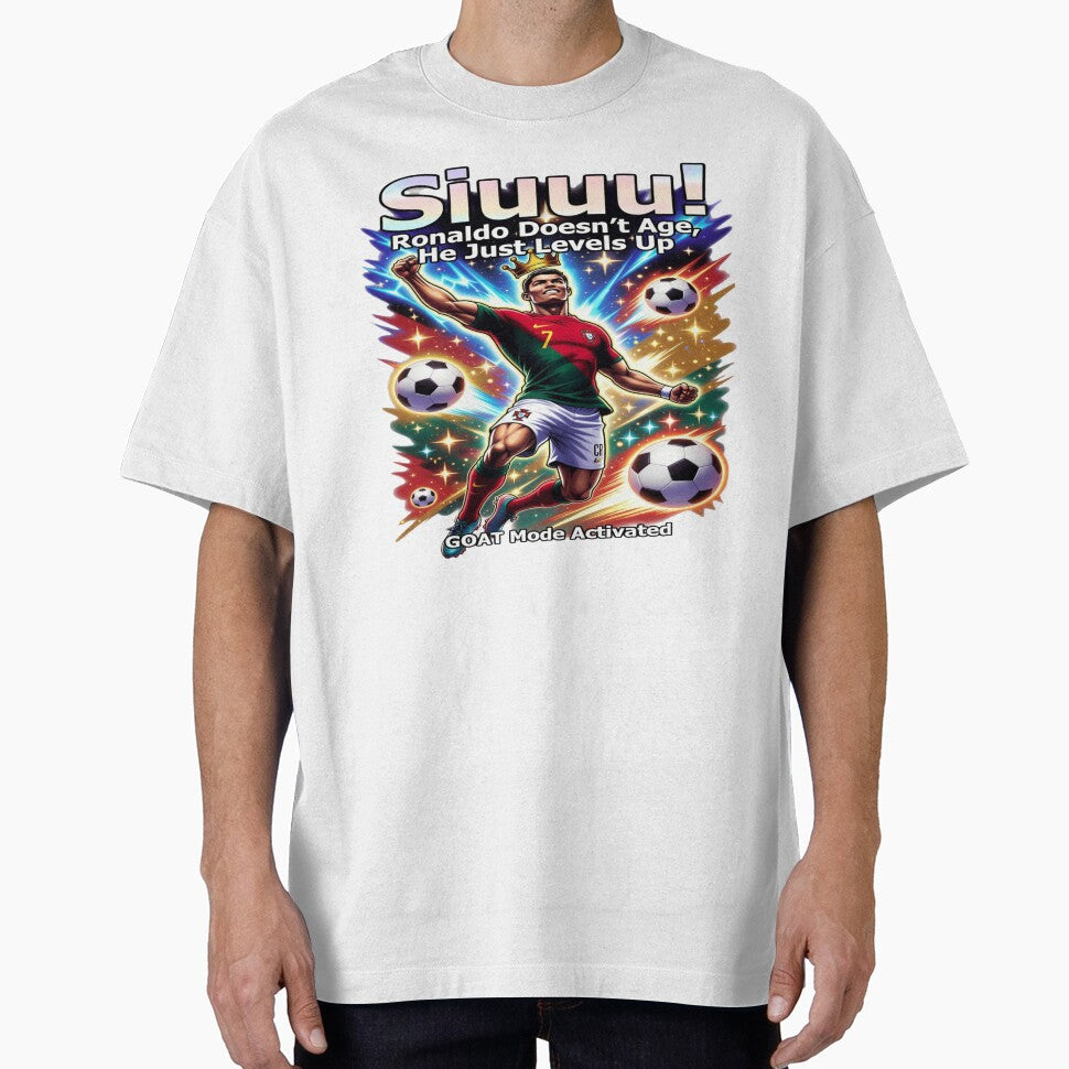 SIUUU! Ronaldo Doesn’t Age, He Just Levels Up – GOAT Mode Activated | Funny Football Fan T-Shirt by Sushikidsntod