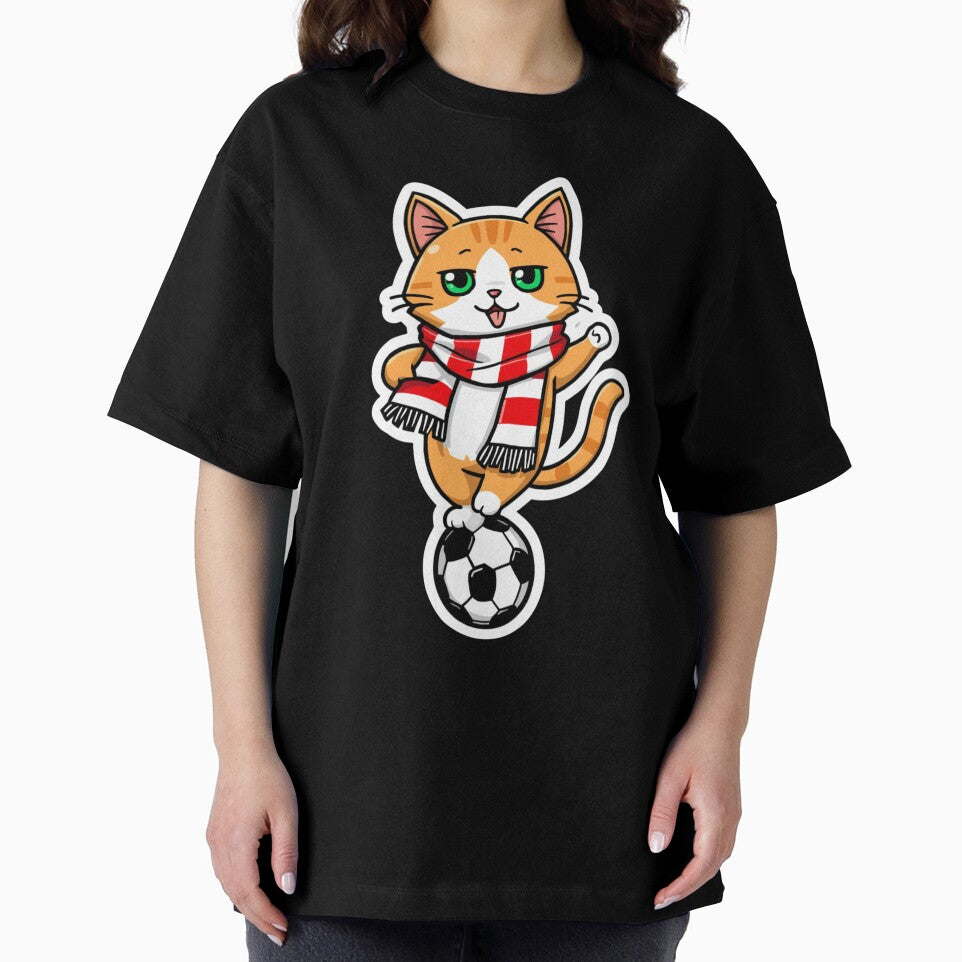 Cute Anime Soccer Cat Wearing Football Fan Scarf by ArtDreamClub