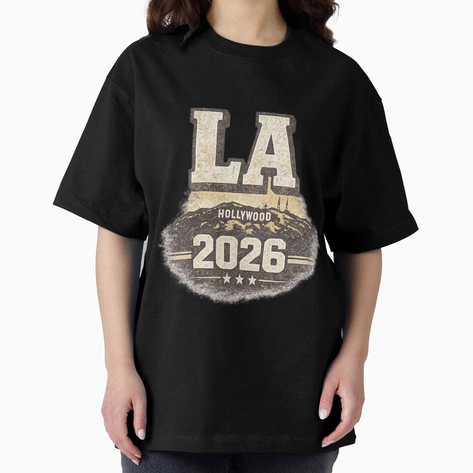 LA 2026 Retro Hollywood Football Tee by ArthUpscale