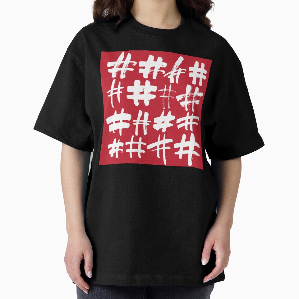 #Red - White Hashtags on Red Background by Lori-Goree