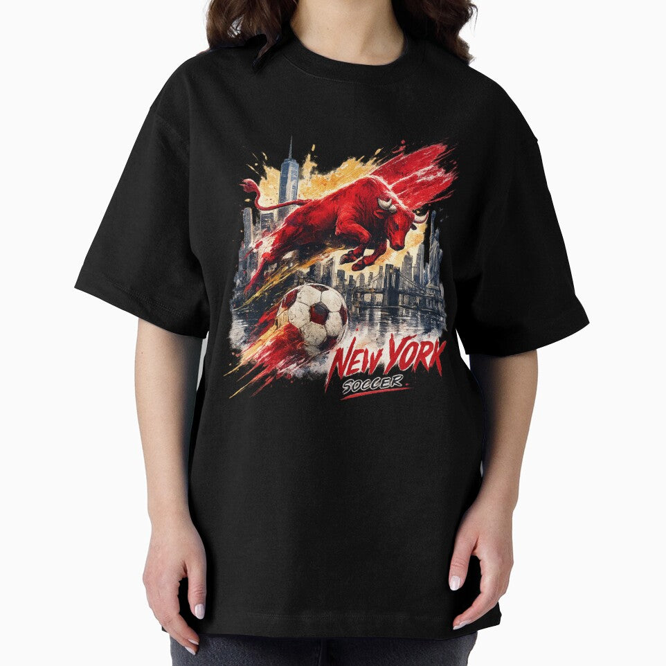 New York Soccer Bull Design NYC Football Graphic Shirt Urban Street Style Sports Tee Charging Bull Art Gift for Football Fans by GarnerSupplyCo