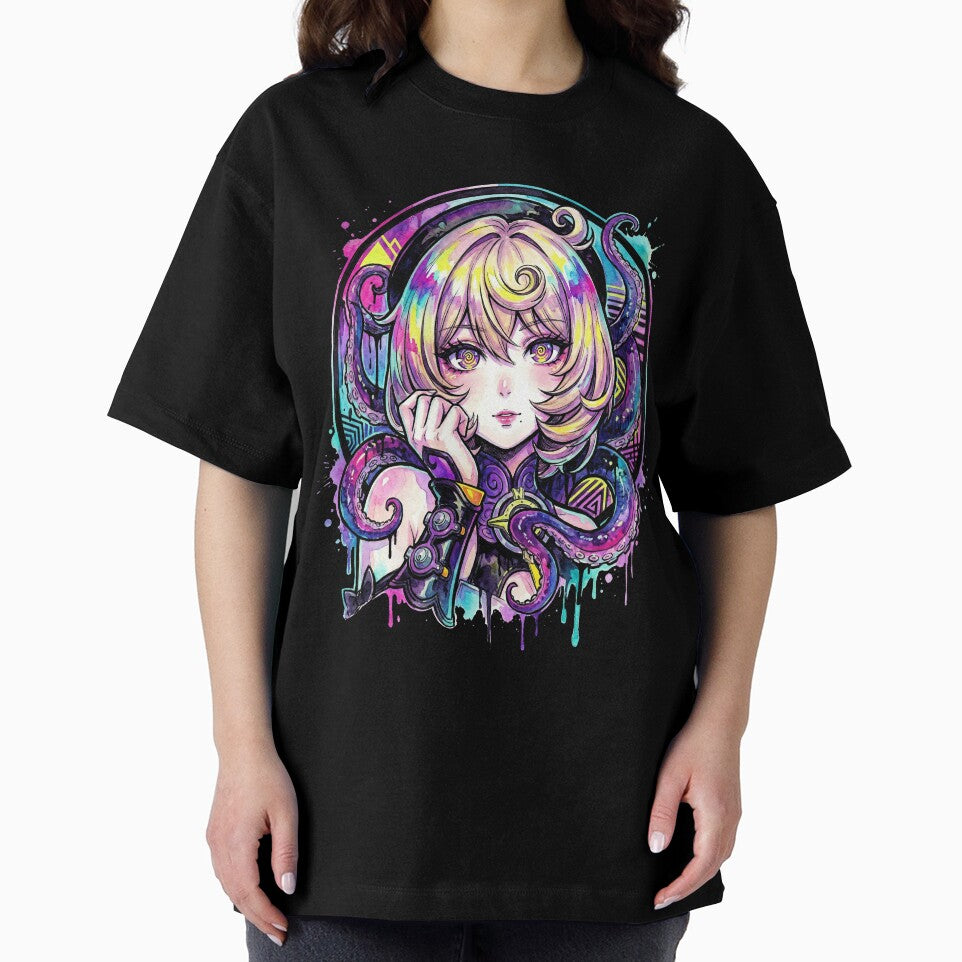 Zenless Zone Zero Yidhari Murphy Puffy Sleeves Black Shorts Vaporwave by Senpaiwaves